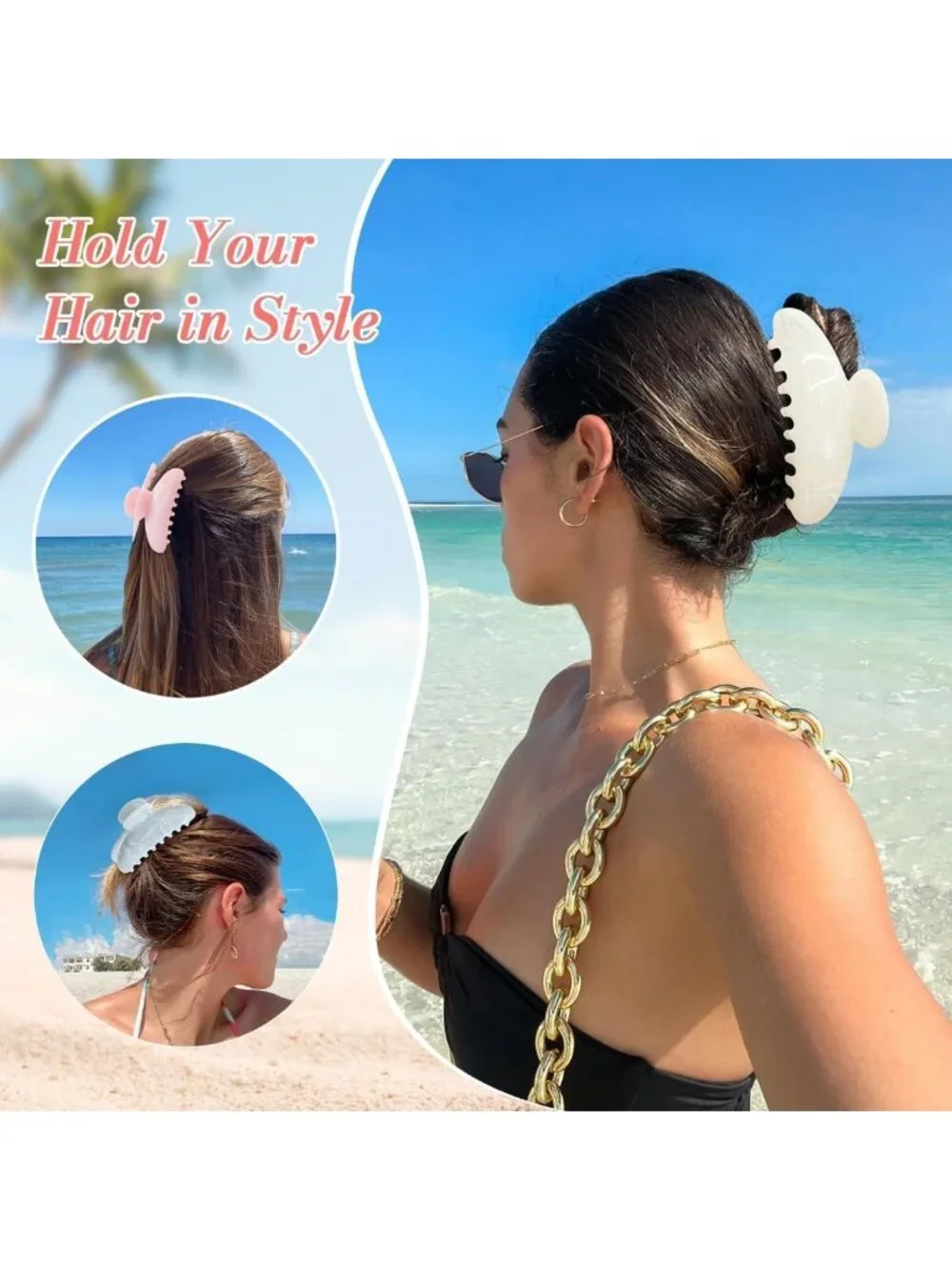 6 Pack Large Non-Slip Hair Claw Clips - Stylish Jaw Clips for Thick & Thin Hair